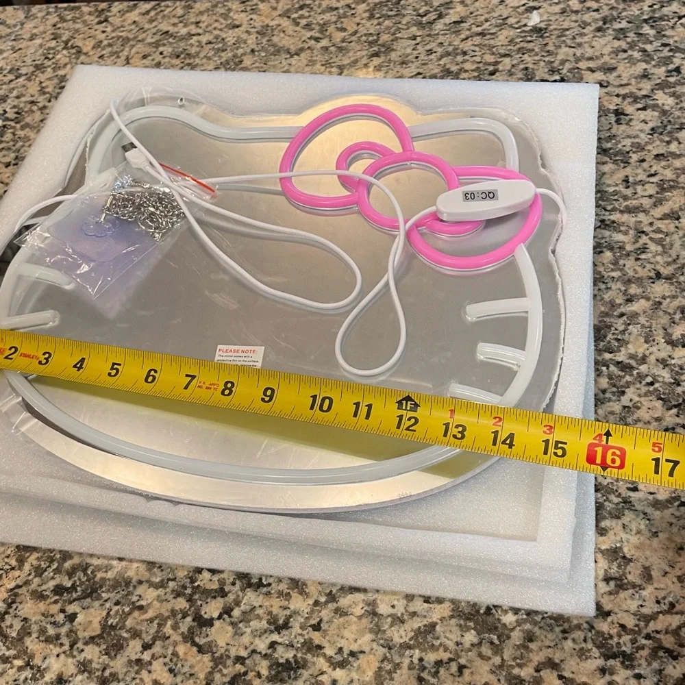 NIB Hello Kitty Neon Light Up Dimmer Hanging 15”x13” Lit Mirror Electric Gift!!